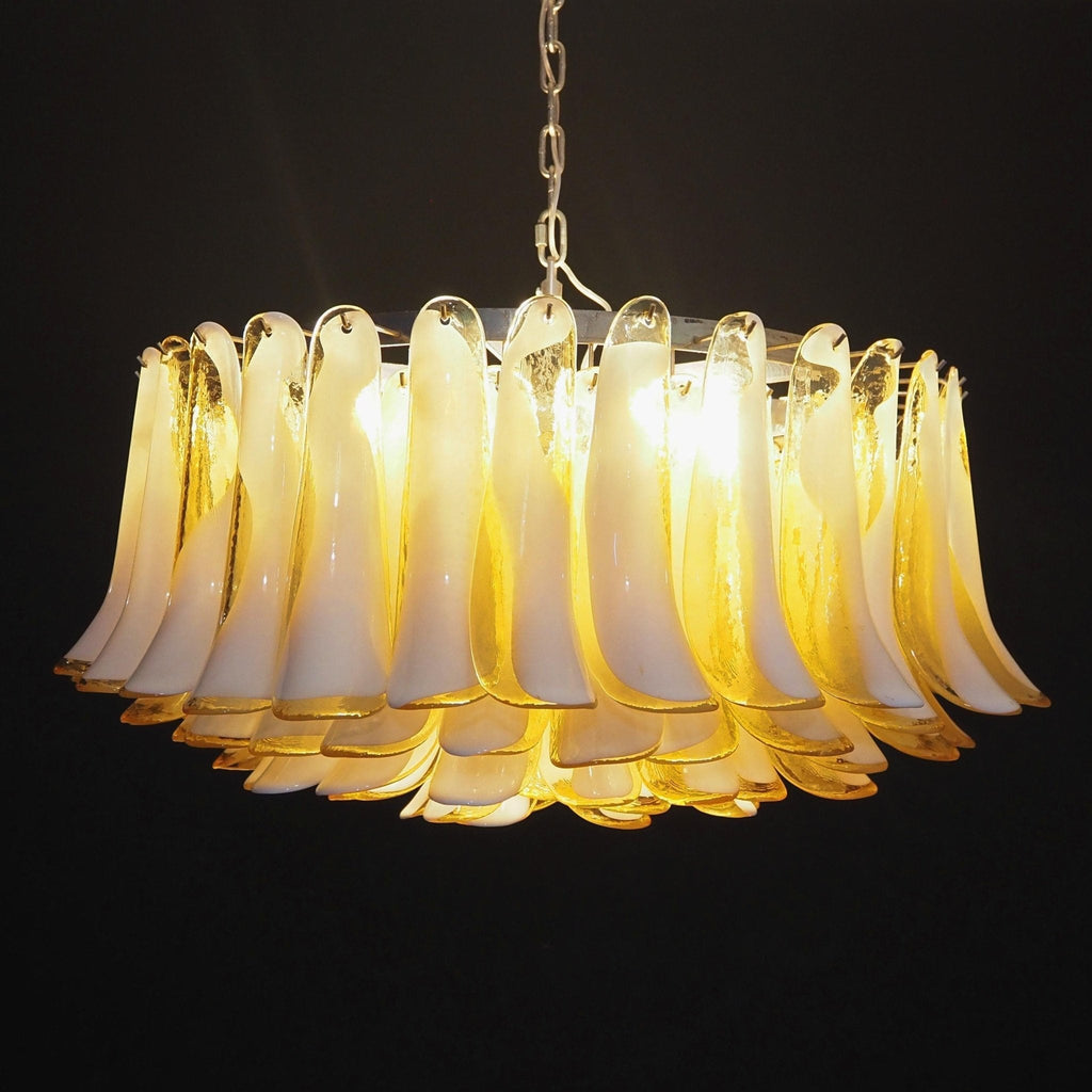 Aurora Chandelier Amber Murano Glass Petal Elegant