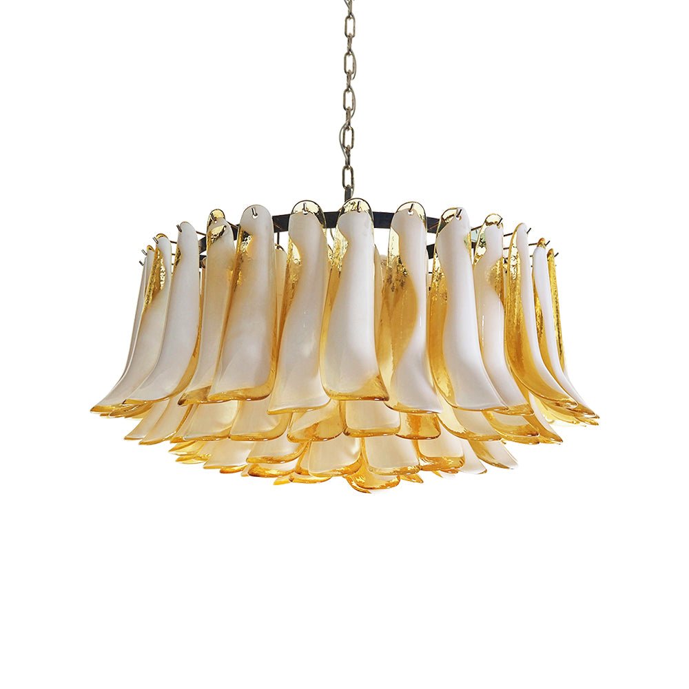 Aurora Chandelier Amber Murano Glass Petal Elegant