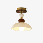 Petal Bloom Modern Ceramics & Wood Ceiling Light