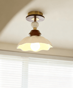 Petal Bloom Modern Ceramics & Wood Ceiling Light