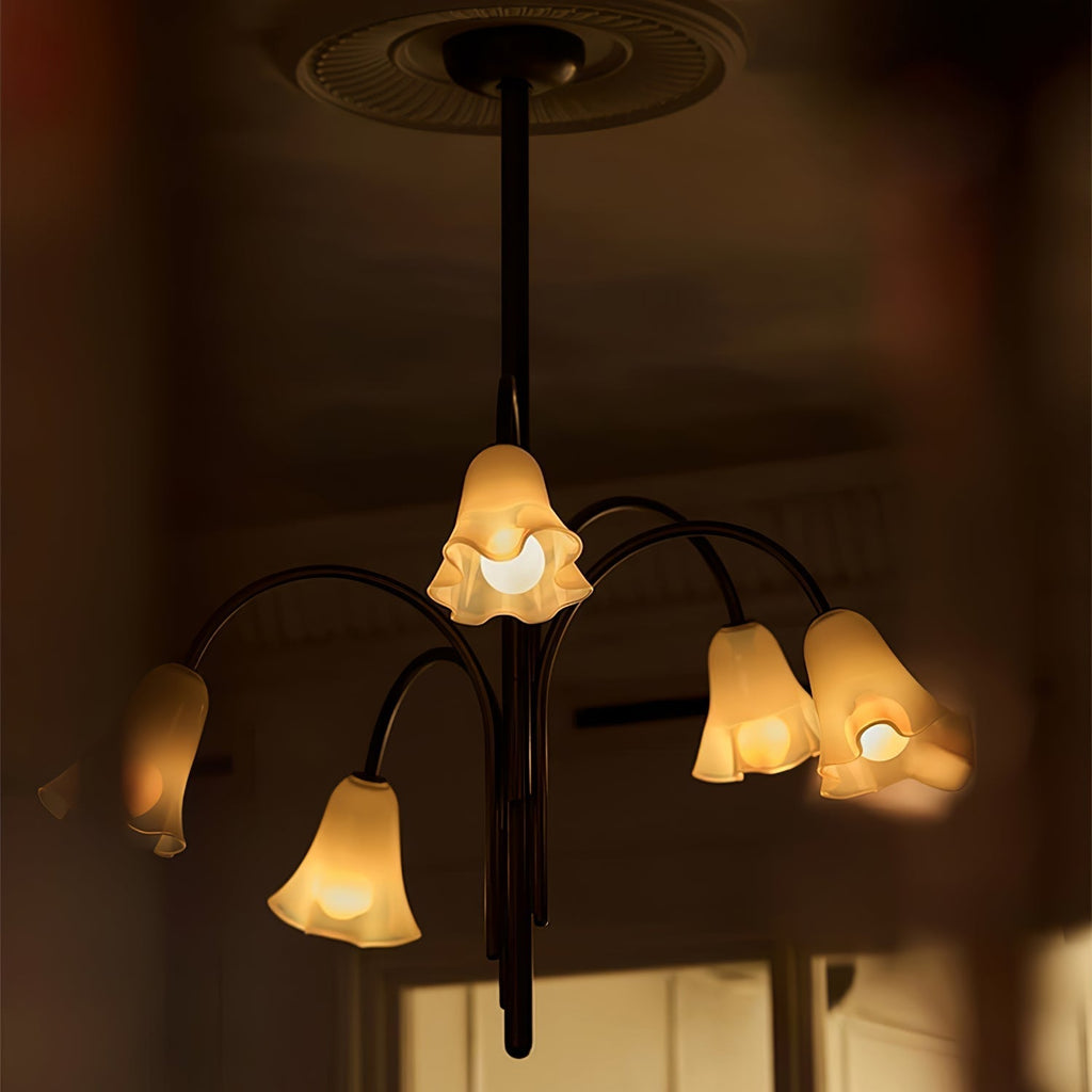 Aurora Chandelier Blossom Petal Glass Arms