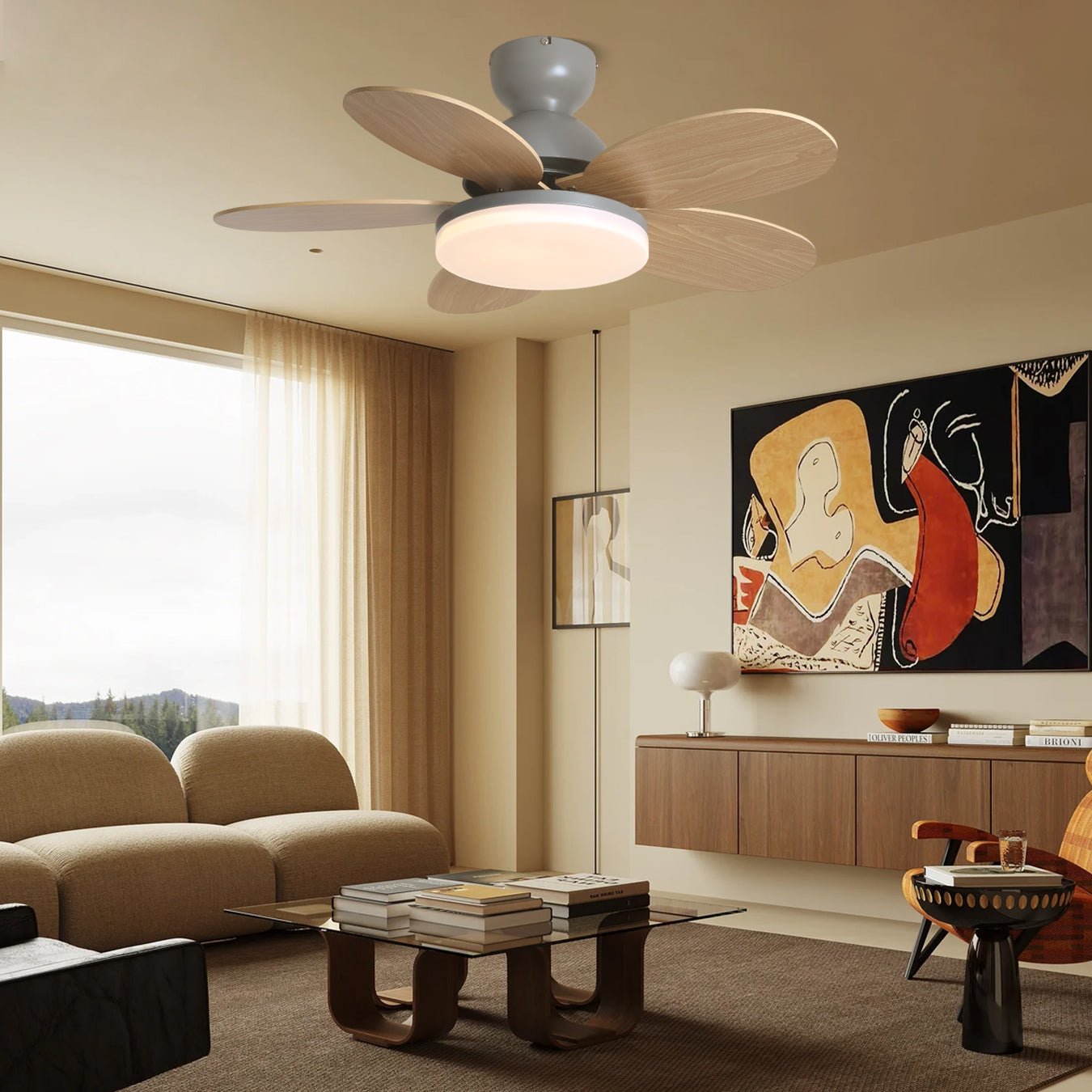 Liora Colorful Wooden Kids Ceiling Fan Light