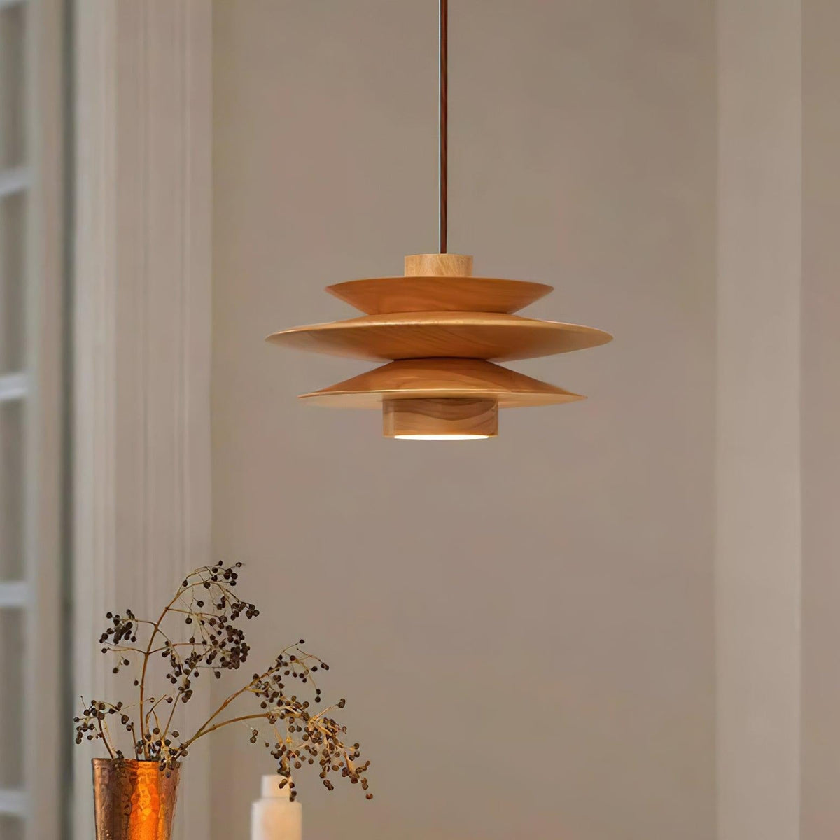 Muto Mid Century Walnut Pendant Light