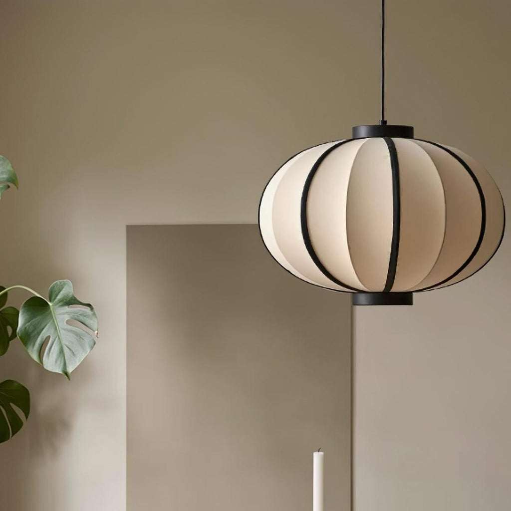 Pendant Lamp Fabric Lantern Shade Frame Vintage