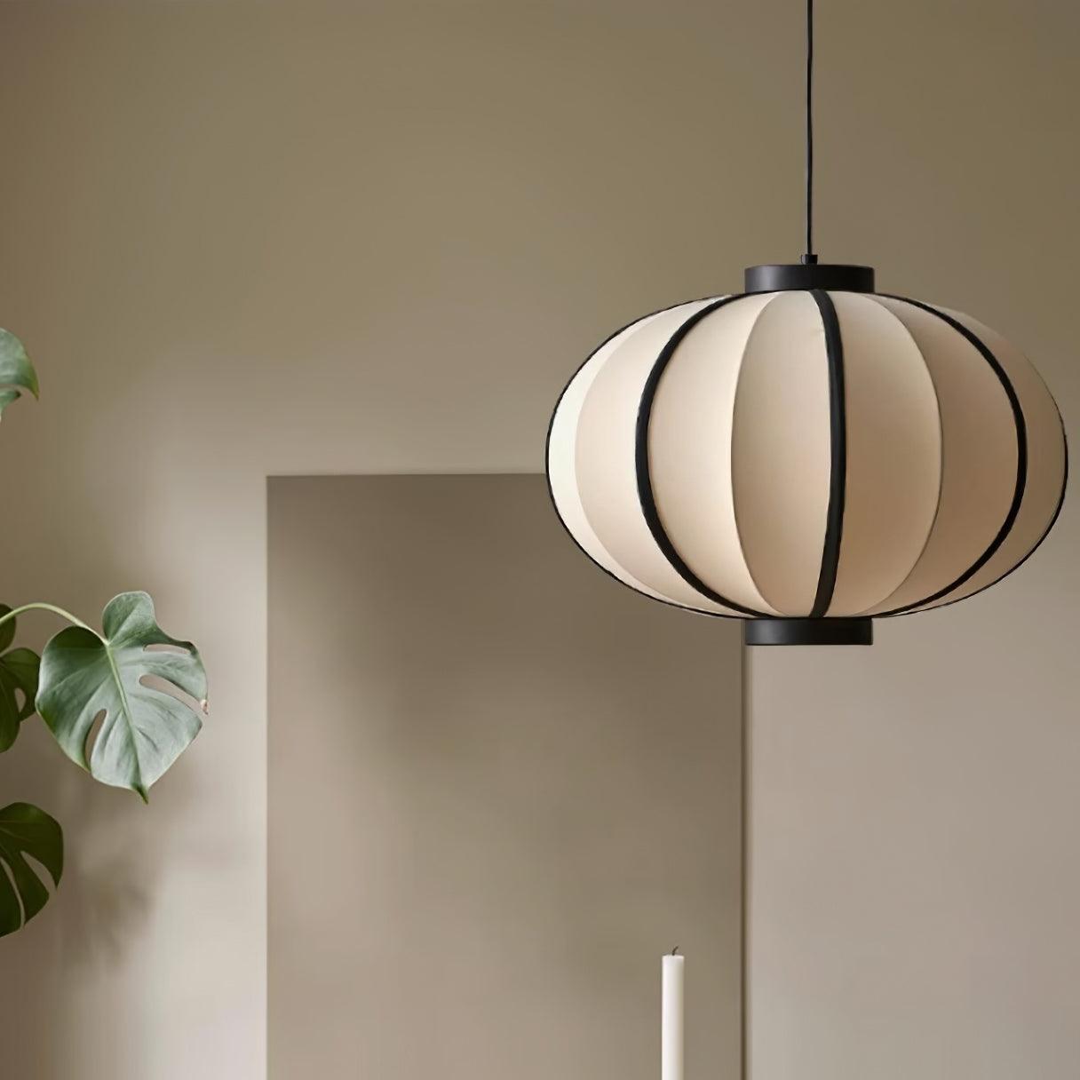 Pendant Lamp Fabric Lantern Shade Frame Vintage