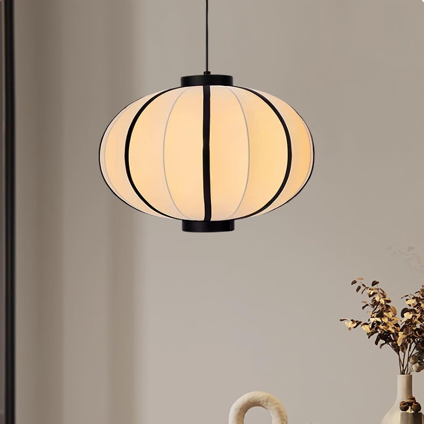 Pendant Lamp Fabric Lantern Shade Frame Vintage