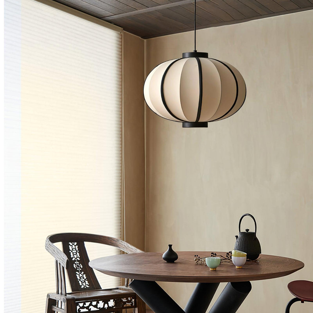 Pendant Lamp Fabric Lantern Shade Frame Vintage