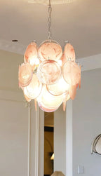 Aurora Chandelier Pink Murano Glass Disc Vintage Charm