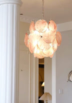 Aurora Chandelier Pink Murano Glass Disc Vintage Charm