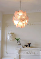 Aurora Chandelier Pink Murano Glass Disc Vintage Charm