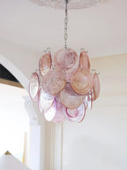Aurora Chandelier Pink Murano Glass Disc Vintage Charm