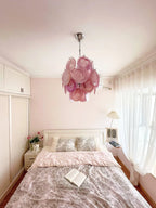 Aurora Chandelier Pink Murano Glass Disc Vintage Charm