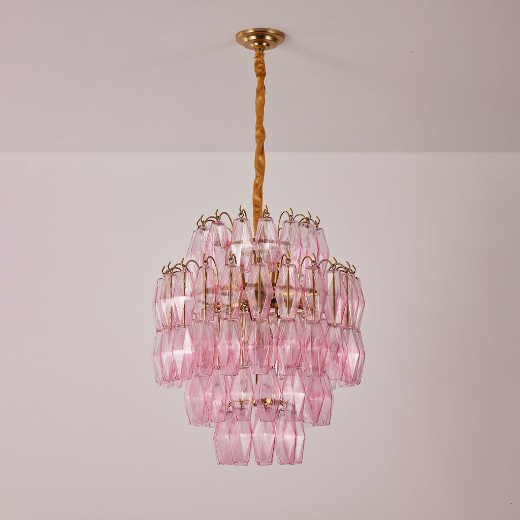 Aurora Chandelier Pink Murano Glass Layered Glam