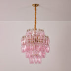 Aurora Chandelier Pink Murano Glass Layered Glam