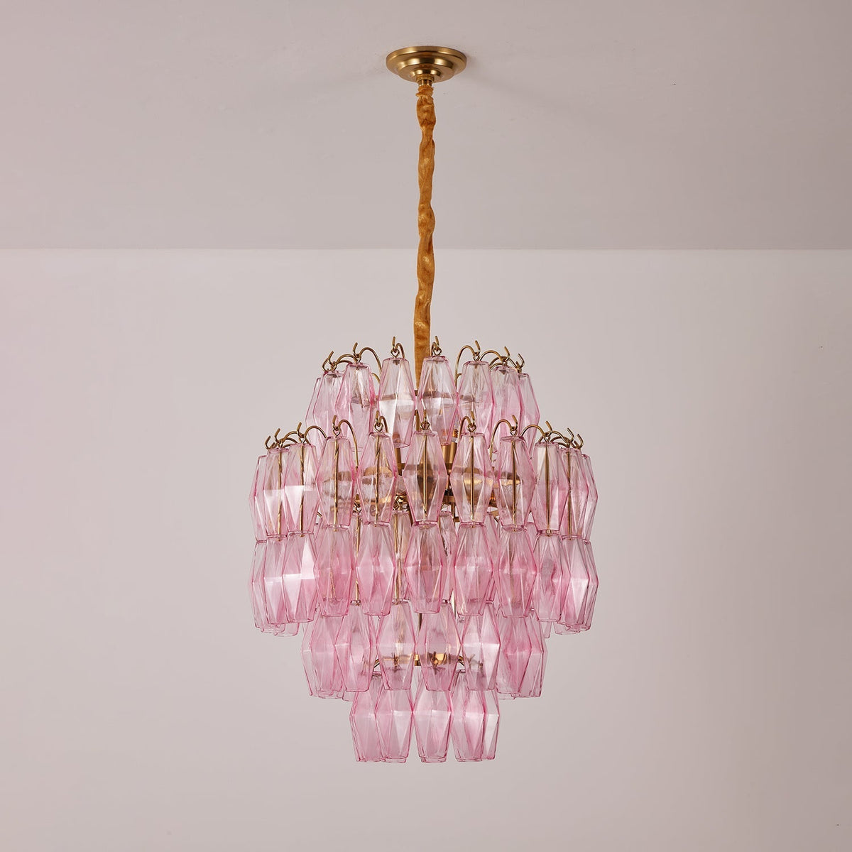 Aurora Chandelier Pink Murano Glass Layered Glam