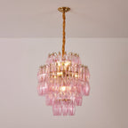 Aurora Chandelier Pink Murano Glass Layered Glam