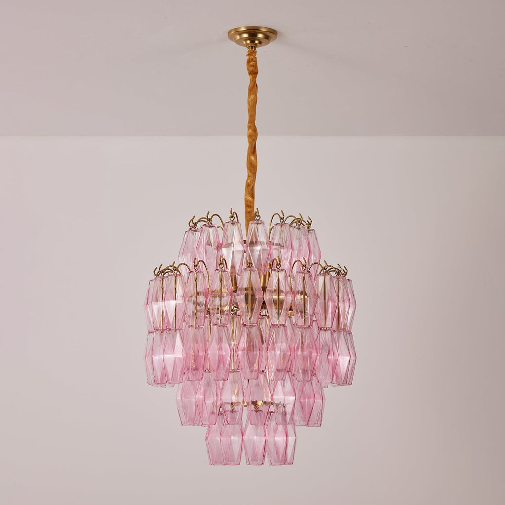 Aurora Chandelier Pink Murano Glass Layered Glam