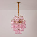 Aurora Chandelier Pink Murano Glass Layered Glam