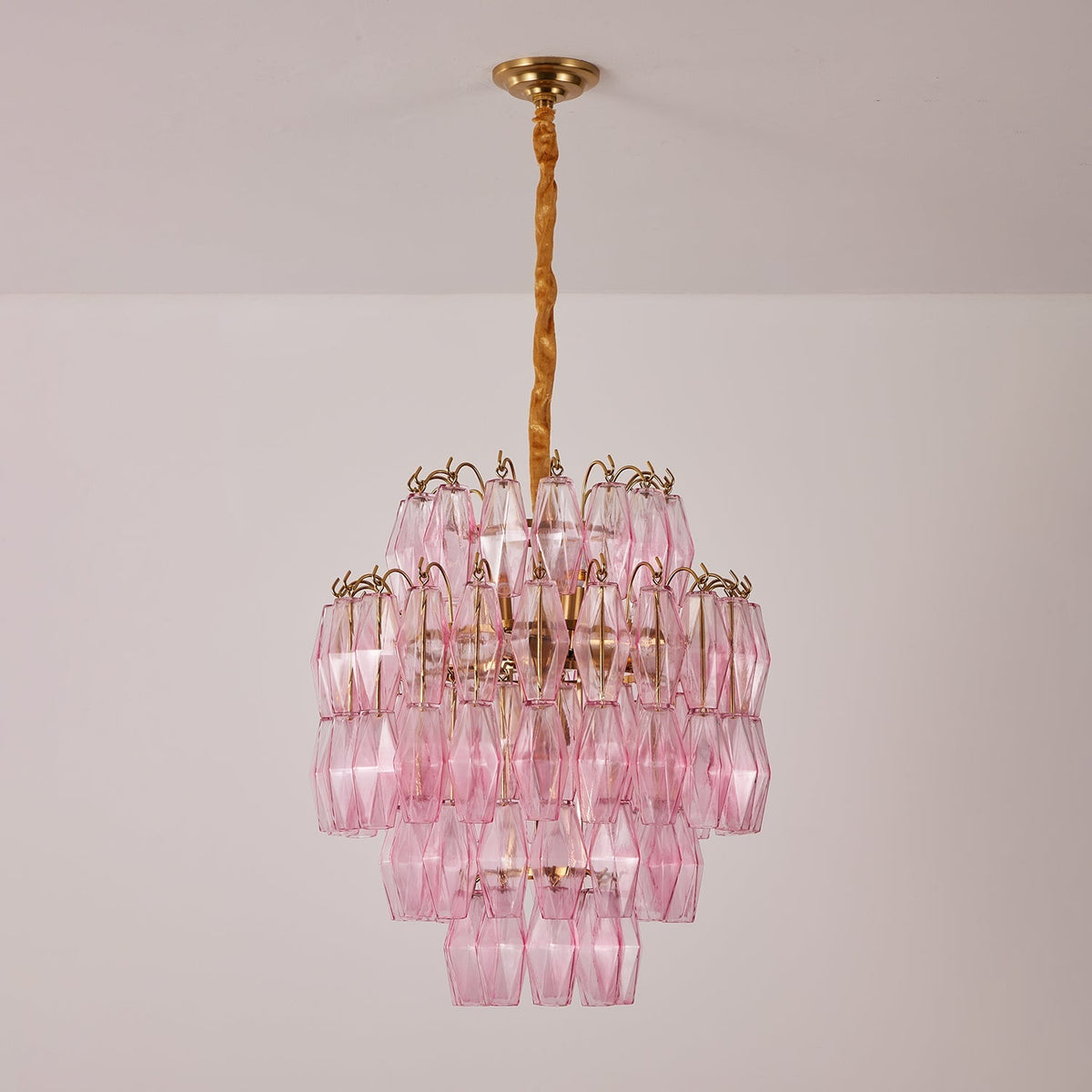 Aurora Chandelier Pink Murano Glass Layered Glam