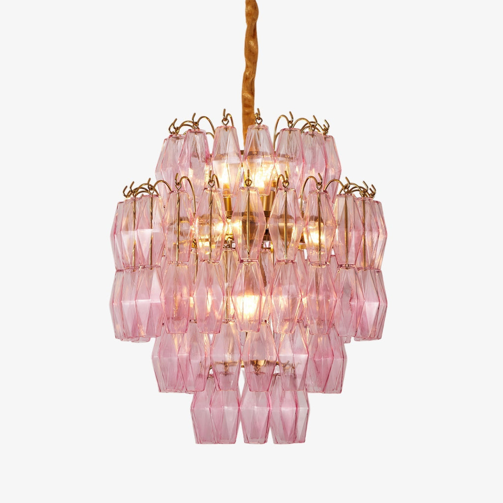 Aurora Chandelier Pink Murano Glass Layered Glam