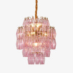 Aurora Chandelier Pink Murano Glass Layered Glam