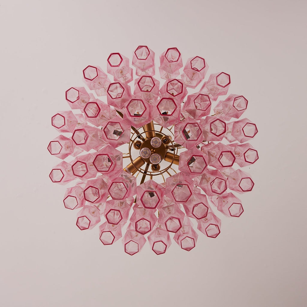 Aurora Chandelier Pink Murano Glass Layered Glam