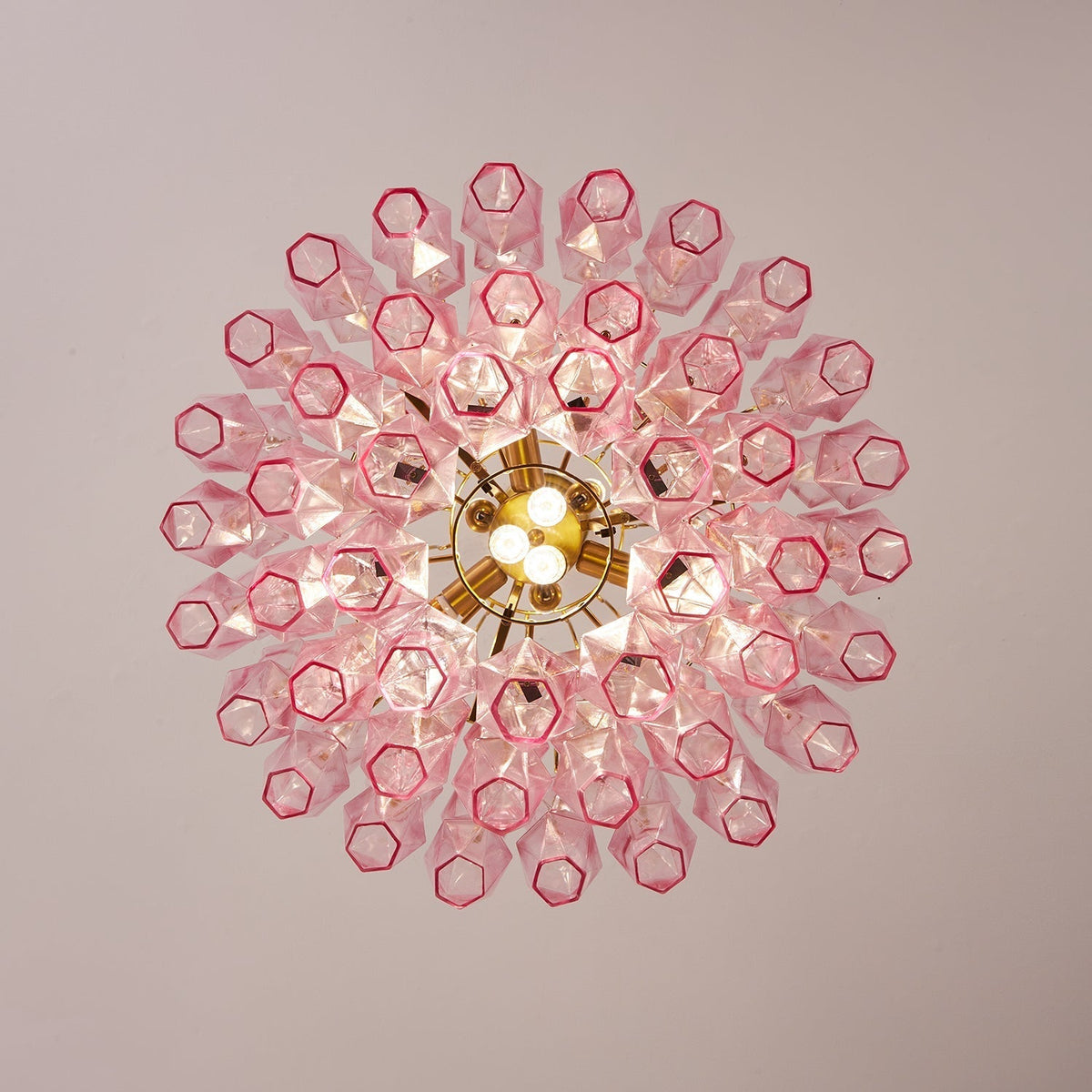Aurora Chandelier Pink Murano Glass Layered Glam