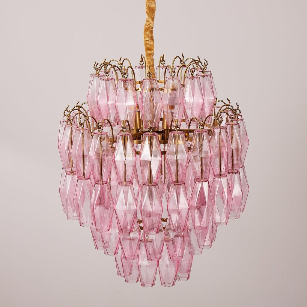 Aurora Chandelier Pink Murano Glass Layered Glam