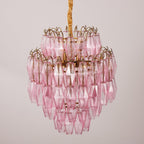 Aurora Chandelier Pink Murano Glass Layered Glam