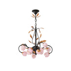 Avelora Vintage Industrial Tulip Pink Glass Chandelier