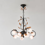 Avelora Vintage Industrial Tulip Pink Glass Chandelier