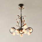 Avelora Vintage Industrial Tulip Pink Glass Chandelier
