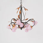 Avelora Vintage Industrial Tulip Pink Glass Chandelier