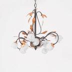 Avelora Vintage Industrial Tulip Pink Glass Chandelier