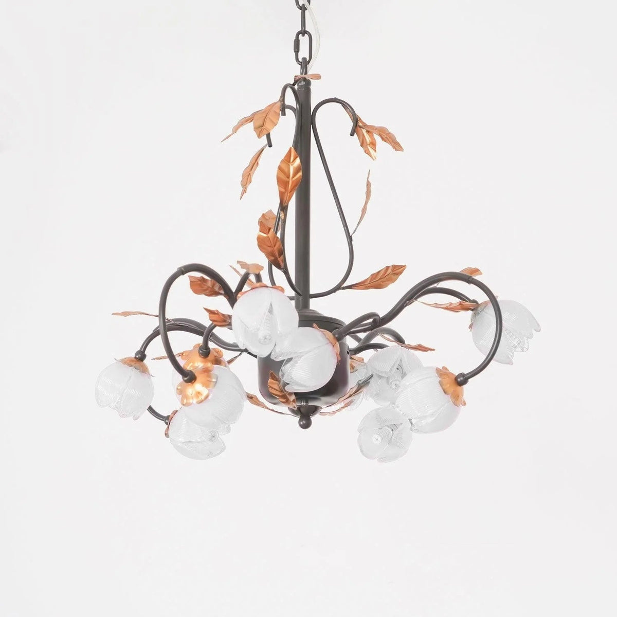 Avelora Vintage Industrial Tulip Pink Glass Chandelier