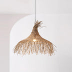 Pendant Light Handwoven Rattan Shade Frame Bohemian Natural