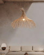 Pendant Light Handwoven Rattan Shade Frame Bohemian Natural