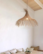 Pendant Light Handwoven Rattan Shade Frame Bohemian Natural