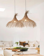Pendant Light Handwoven Rattan Shade Frame Bohemian Natural