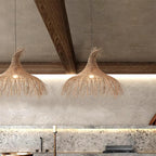 Pendant Light Handwoven Rattan Shade Frame Bohemian Natural
