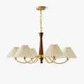 Lustra Chandelier Pleated with White Lampshades Mid-Century
