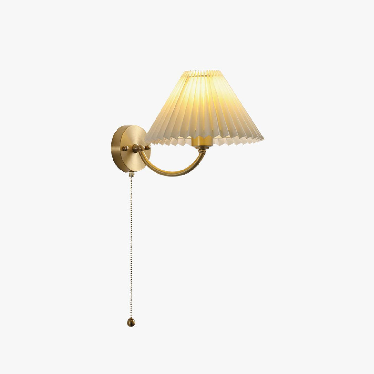 Abbotswell Elegance Pleated Brass Fabric Wall Lamp