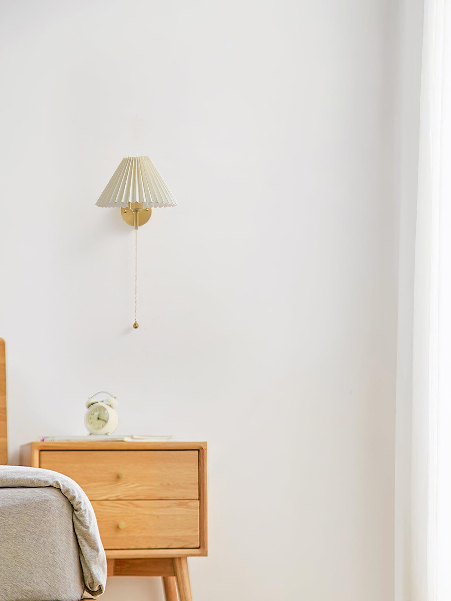 Abbotswell Elegance Pleated Brass Fabric Wall Lamp