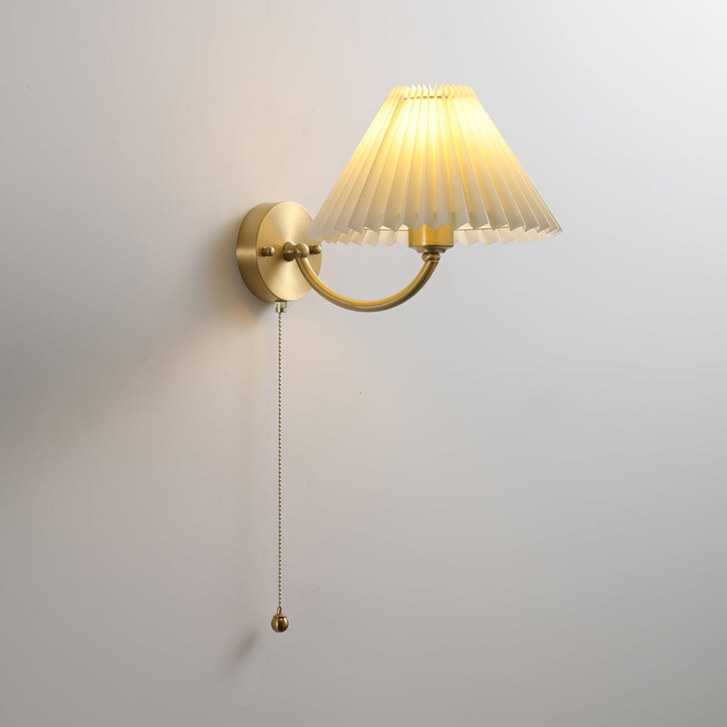 Abbotswell Elegance Pleated Brass Fabric Wall Lamp
