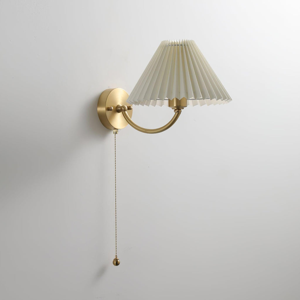 Abbotswell Elegance Pleated Brass Fabric Wall Lamp