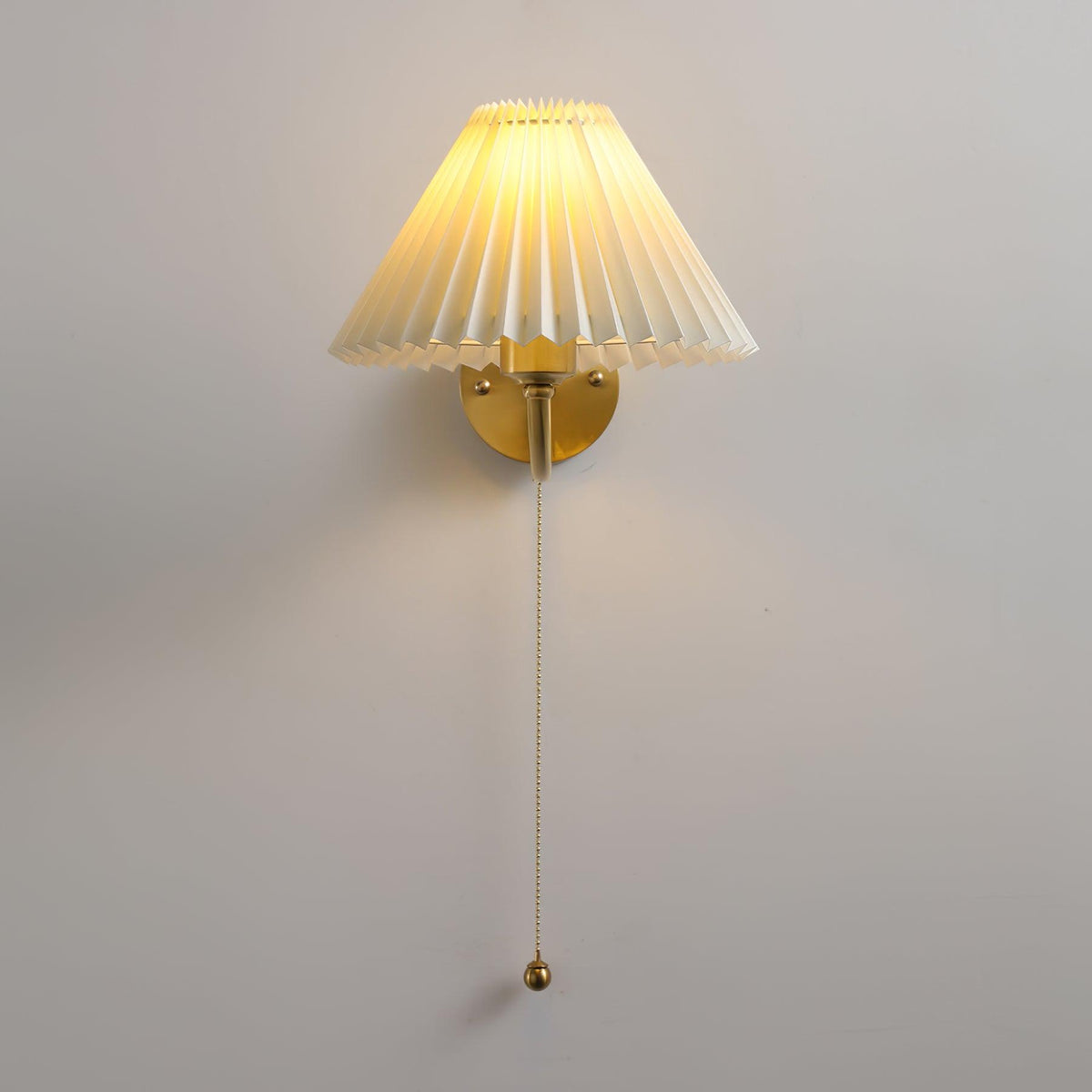 Abbotswell Elegance Pleated Brass Fabric Wall Lamp