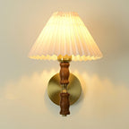 Ernest Vintage Industrial Pleated Walnut Fabric Wall Light