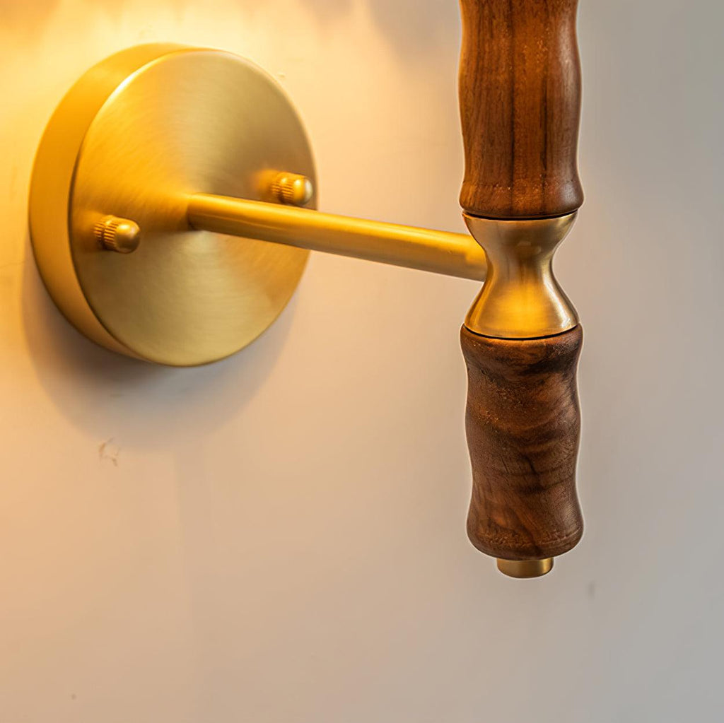 Ernest Vintage Industrial Pleated Walnut Fabric Wall Light