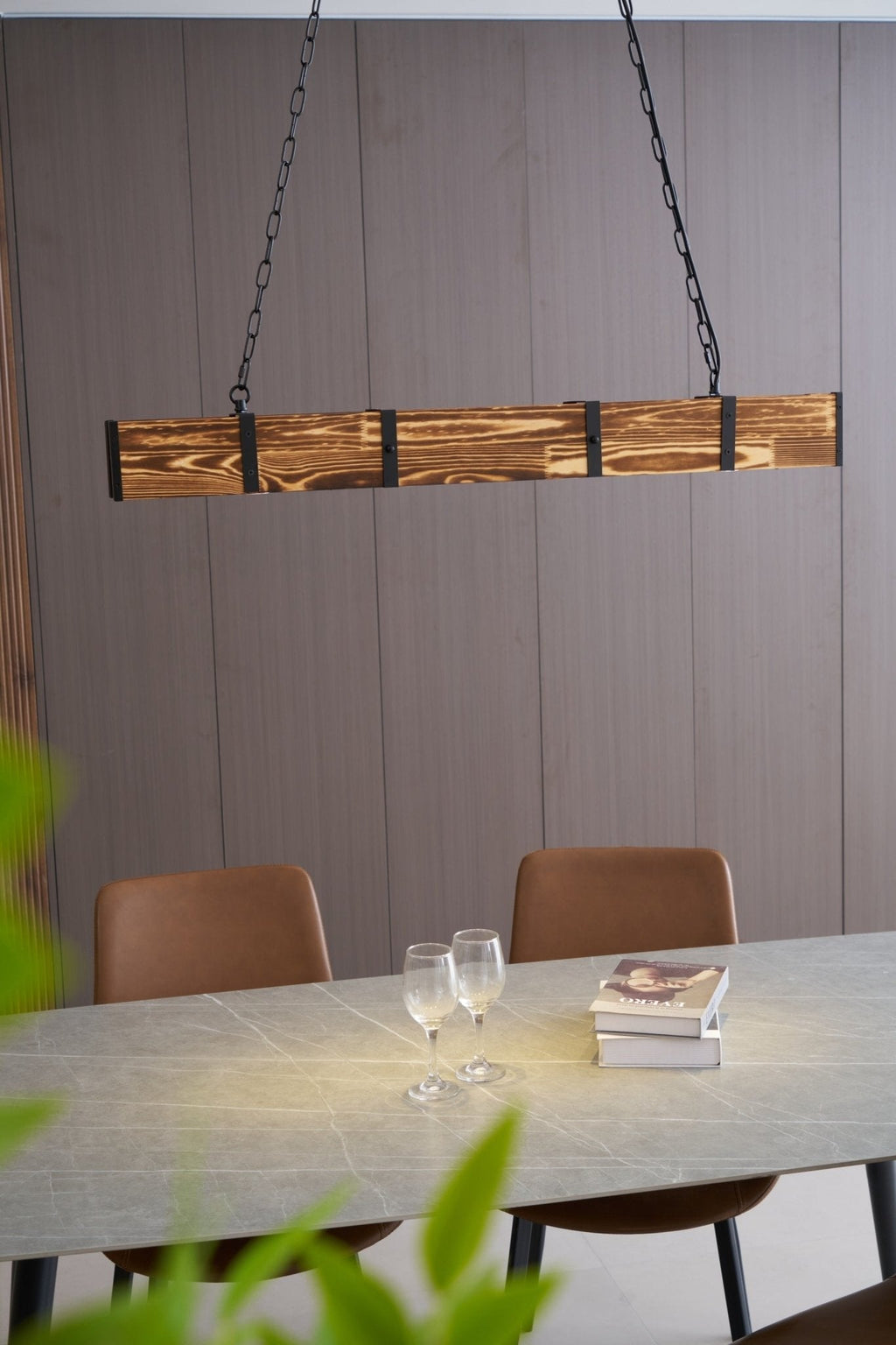 Lustra Chandelier Pleva Linear Natural Wood