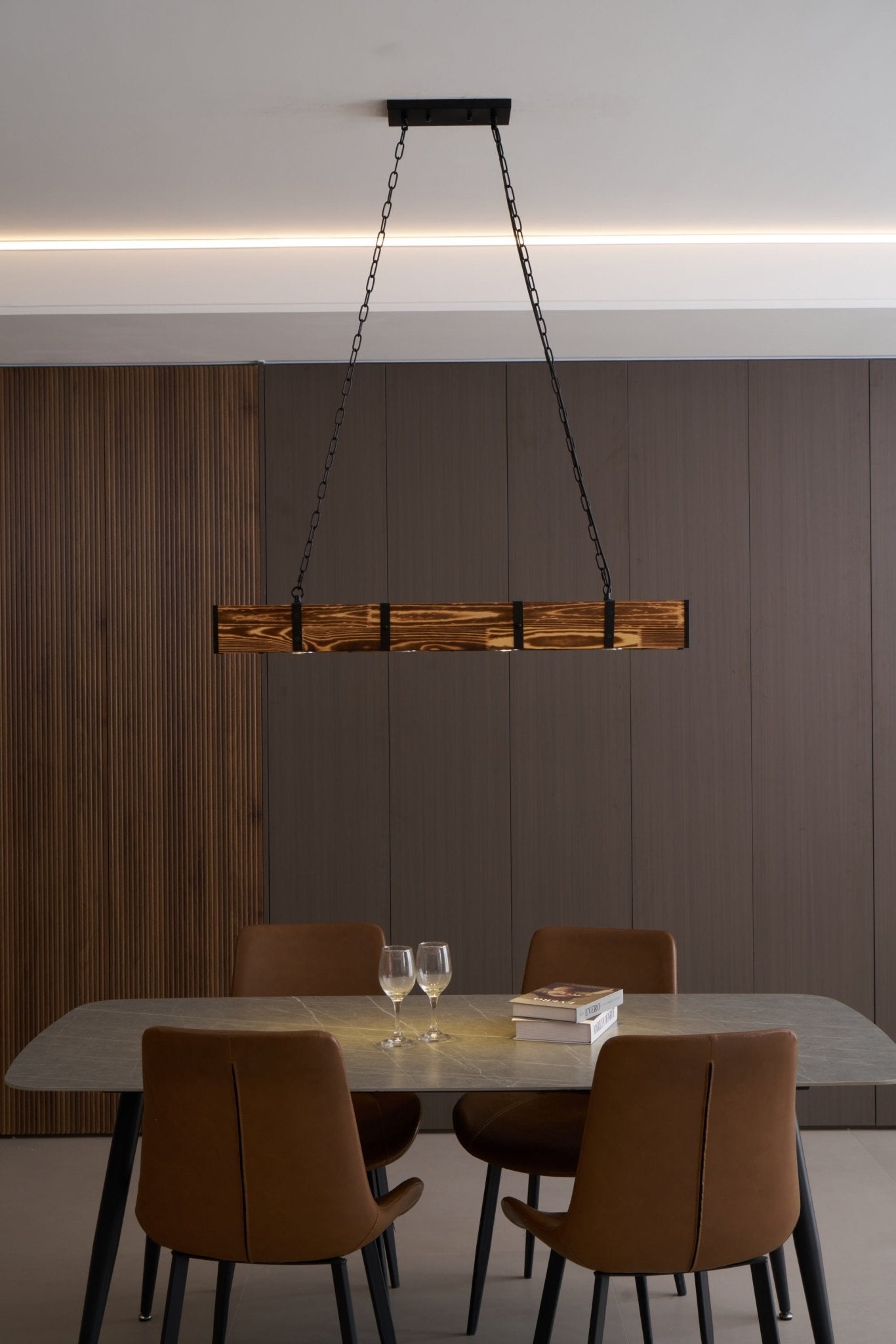 Lustra Chandelier Pleva Linear Natural Wood